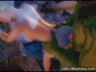 3d duende princesa devastado por orc - sucio vídeo en ah-me