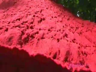 Een rood geklede nimf bij de park actie 3