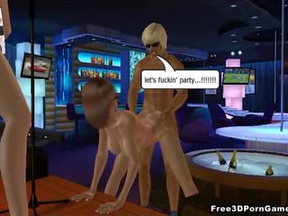 Sensational 3D cartoon blonde stripper gets fucked hard