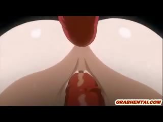 Busty Hentai young female Hard Brutally Poked Allhole By